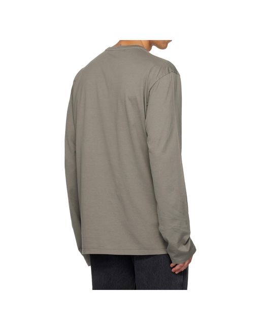 Rier Gray Crew Neck Knitted Cotton T-Shirt for men