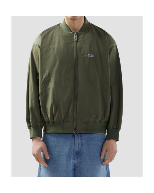 Gcds Green Varsity Bomber Jacket for men