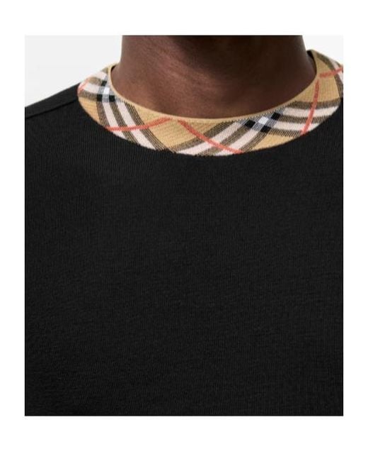 Burberry Black Check-Trim Wool Sweater for men