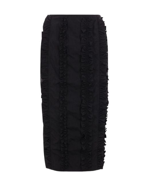CECILIE BAHNSEN Black Felicia Embroidered Pencil Skirt