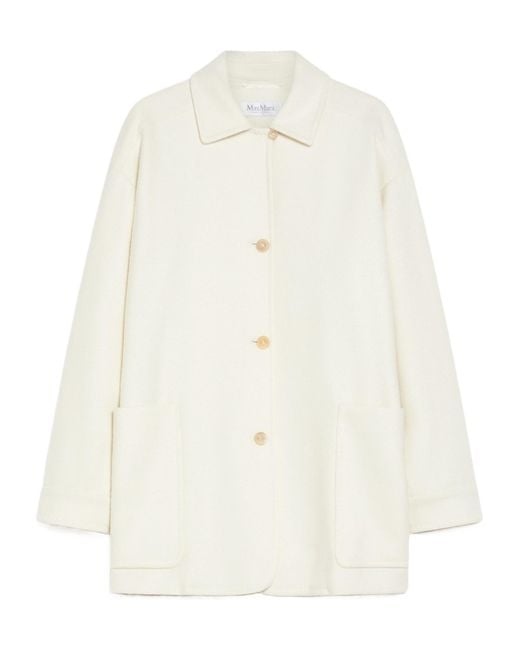 Max Mara White Eligio Single-Breasted Straight Hem Coat