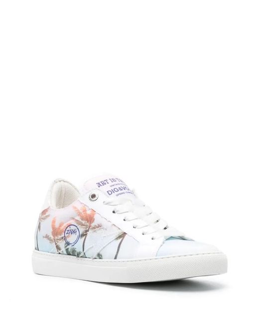 Zadig & Voltaire White Flask Low-Top Sneakers