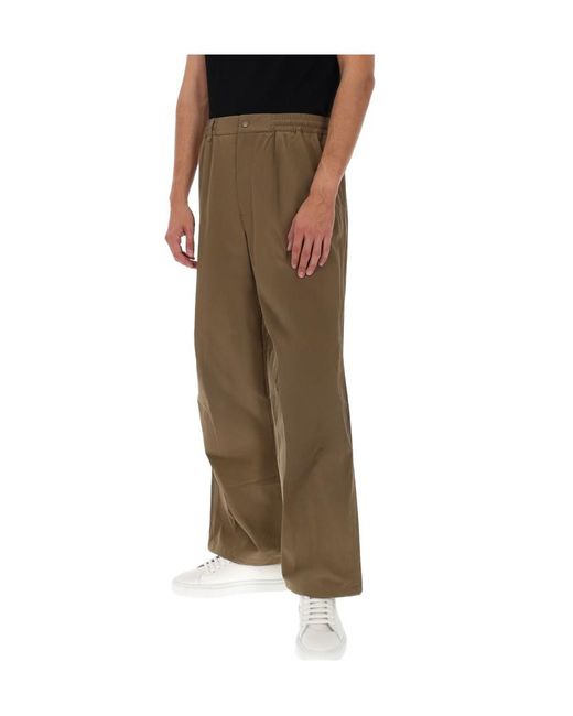 A.P.C. Green Wide Leg Elasticated Waistband Trousers for men