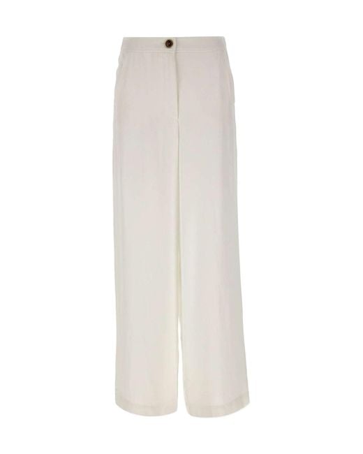 Marella White Wide-Leg Relaxed Pants