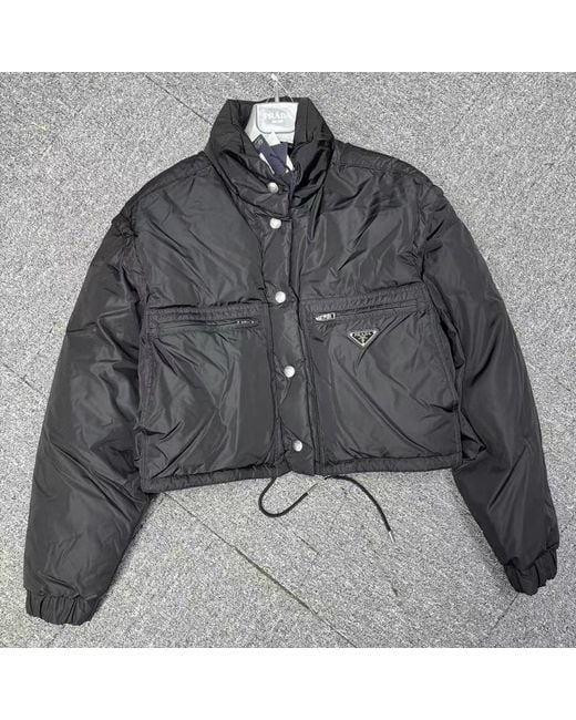 Prada Black Triangle-Logo Button-Up Jacket