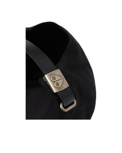 Moose Knuckles Black Logo Cotton Baseball Cap for men