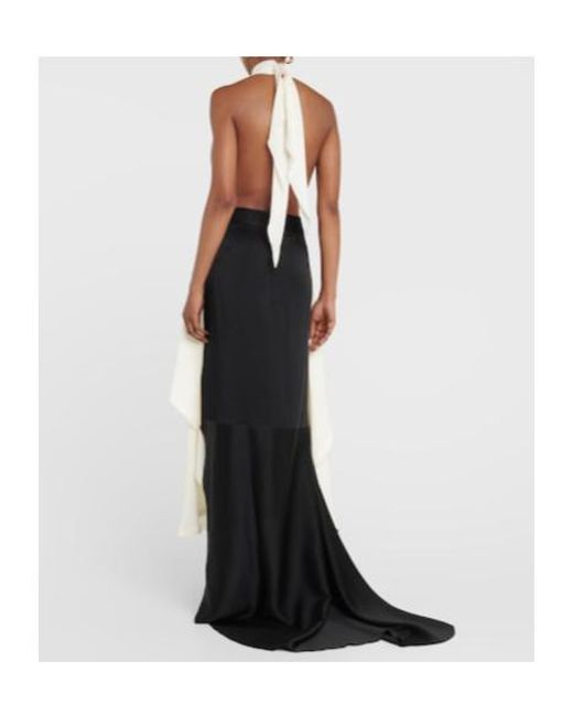 Victoria Beckham White Cut-Out Satin And Crepe Halter-Neck Gown