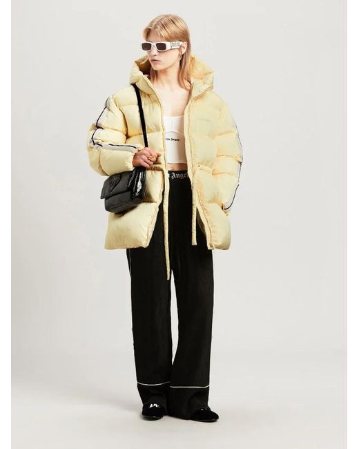 Palm Angels Natural Logo Embroidered Down Jacket