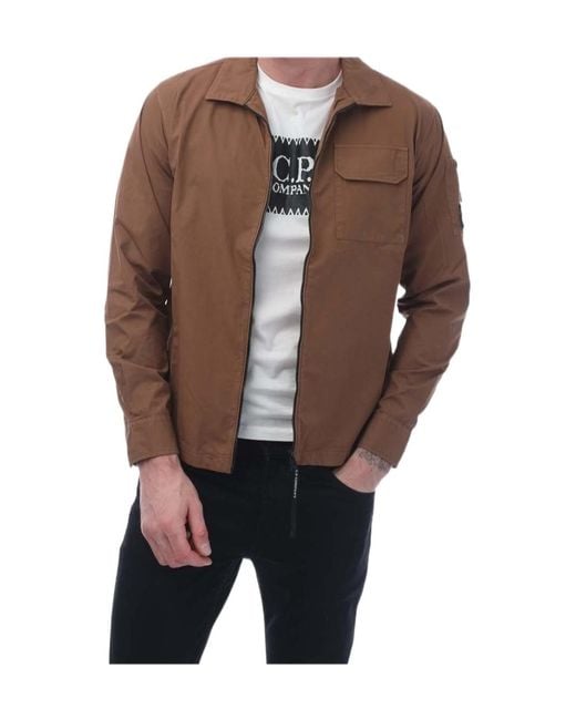 C P Company Brown Casual Long Sleeve Shirt for men