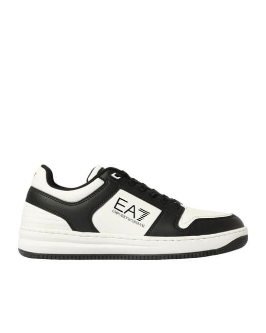 EA7 White Logo Printed Low-Top Sneakers for men