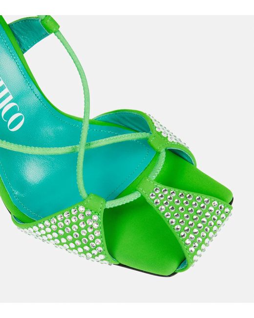 The Attico Green Adele Lace-Up Crystal-Embellished Sandals