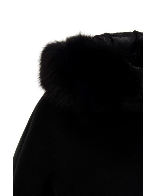 Moorer Black Detachable Shawl Coat