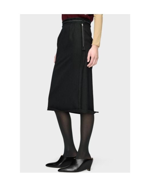 Maison Margiela Black Raw-Edge Midi Skirt