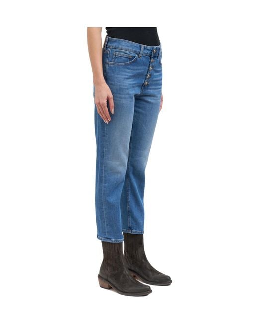 Dondup Blue Koons Slim-Fit Cropped Jeans