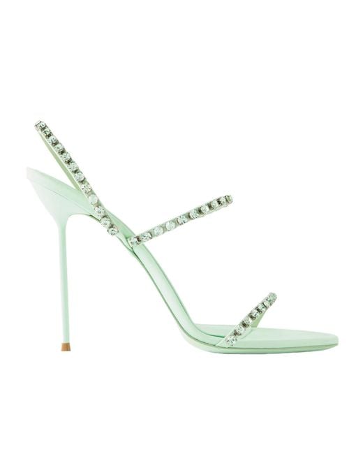Paris Texas Metallic Crystal-Embellished Crepe Slingback Sandals