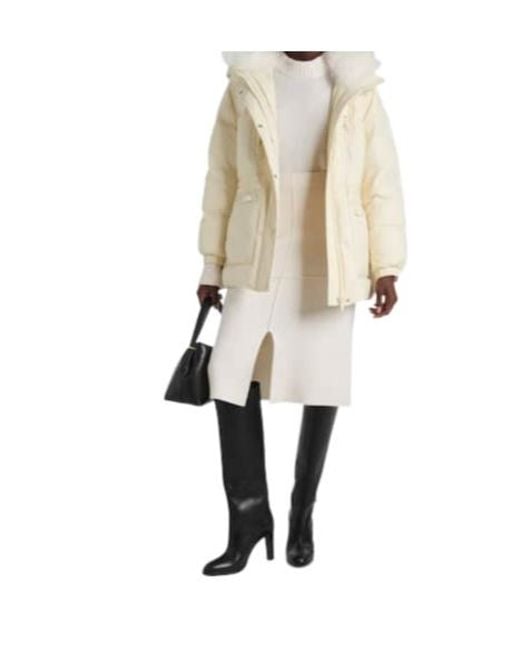 Yves Salomon White Shearling-Trimmed Down Jacket
