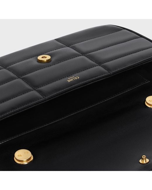 Céline Black Long Chain Shoulder Bag Matelasse Monochrome