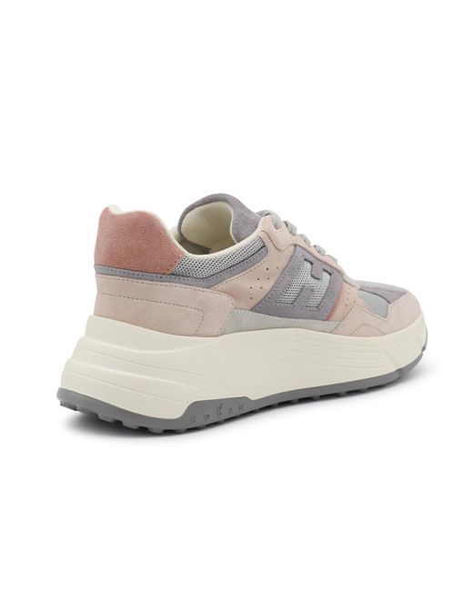 Hogan Gray Panelled Lace-Up Sneakers