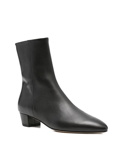Aeyde Black Leather Pointed-Toe Ankle Boots