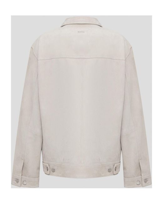 Boss Natural Long-Sleeved Lapel Leather Jacket for men