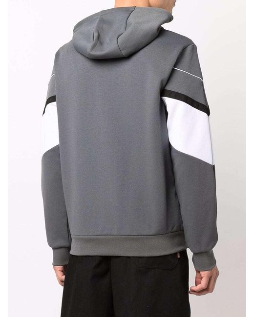 EA7 Gray Logo-Print Zip-Up Hoodie for men