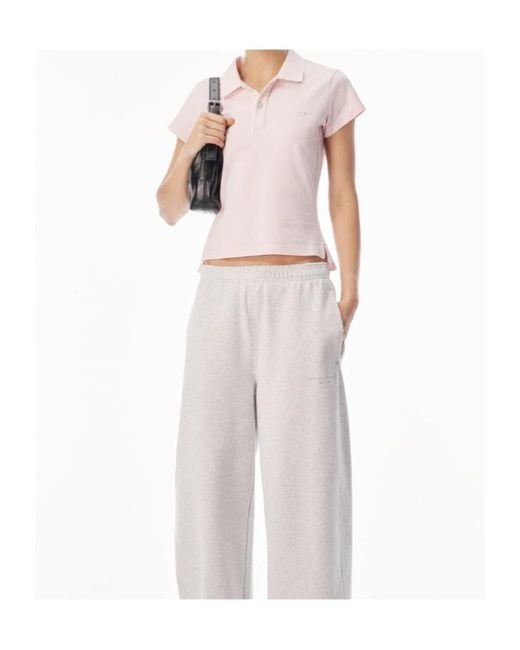 Alexander Wang Pink Embellished Short-Sleeved Polo Shirt