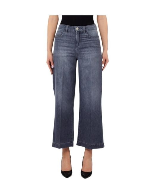 Liu Jo Blue Cropped Logo Patch Jeans