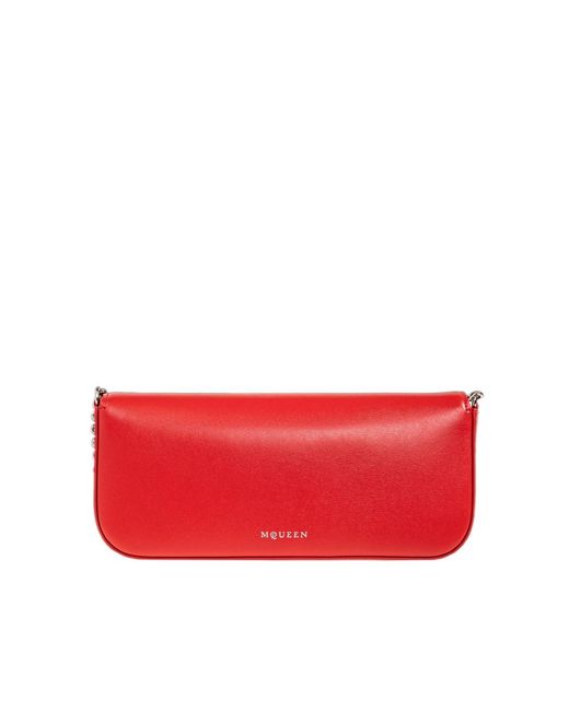 McQueen Red Skull Flower Chain Clutch Bag