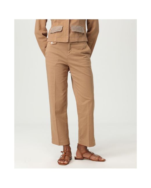 Liu Jo Brown Logo Plaque Cropped Trousers
