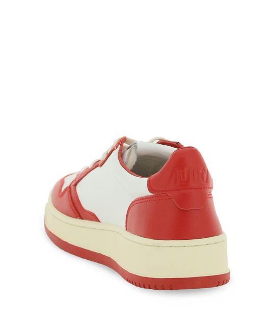Autry Red Low-Cut Lace-Up Sneakers for men