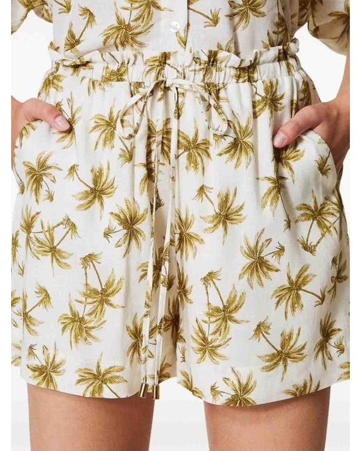 Twinset Metallic Palm Tree-Print Shorts
