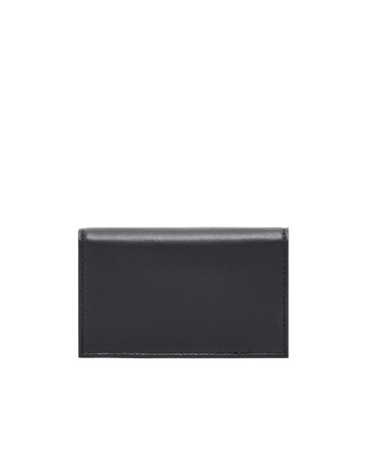 Emporio Armani Black Nappa Leather Card Holder With Flap With Geometric Detail for men