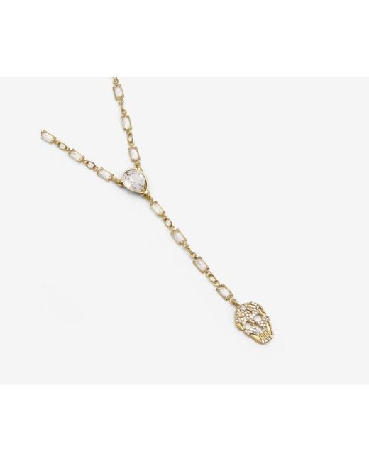McQueen White Skull Zirconia-Embellished Necklace