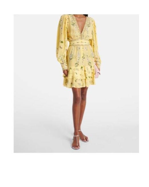 Camilla Yellow Floral Silk Crêpe Minidress