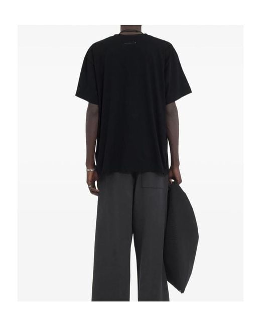 MM6 by Maison Margiela Black Short Sleeved Crewneck T-Shirt for men