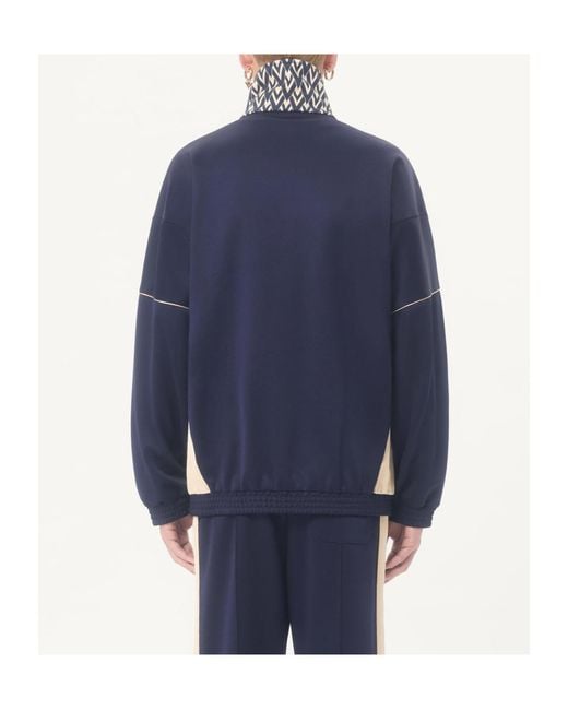Valentino Blue Zipper And Inlaid Toute La V Print Sweatshirt for men