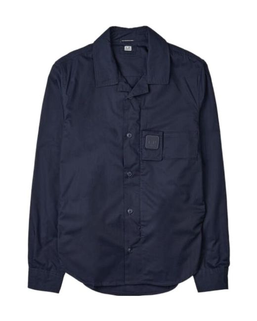 C P Company Blue Long-Sleeved Shirt Jacket for men