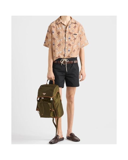 Prada Black Drawstring Swim Trunks for men