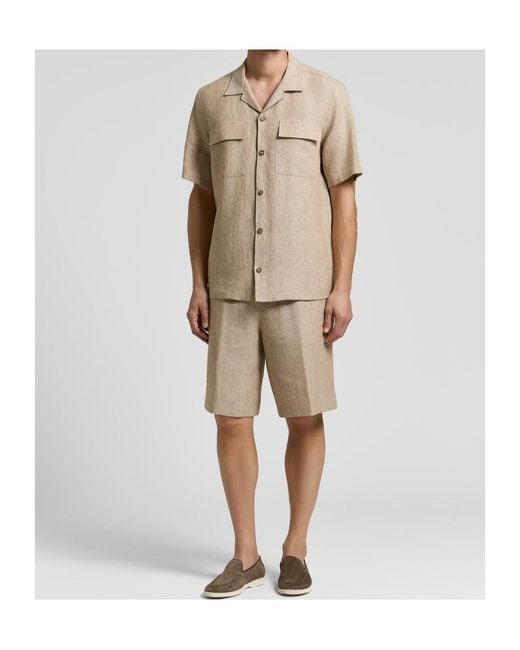 Peserico Natural Short-Sleeved Pocket Shirt for men