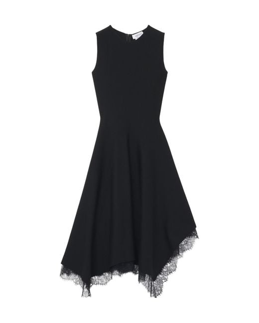 McQueen Blue Asymmetric Lace-Trim Dress