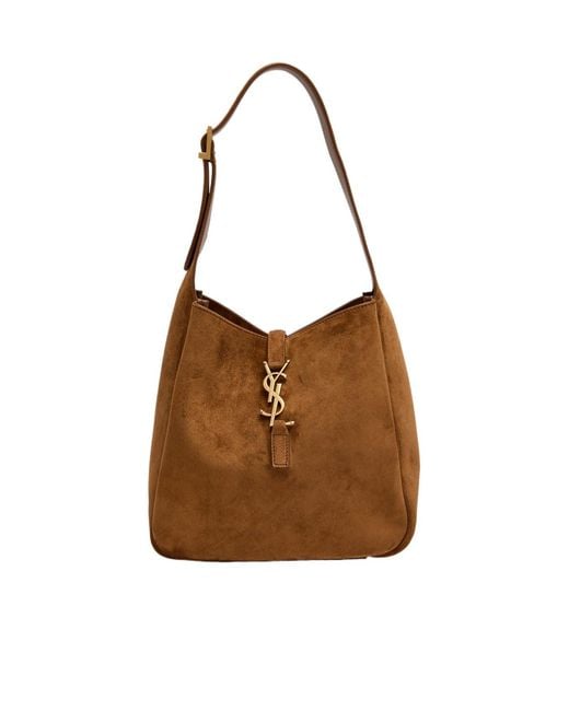 Saint Laurent Brown Le 5 À 7 Small Suede Hobo Bag