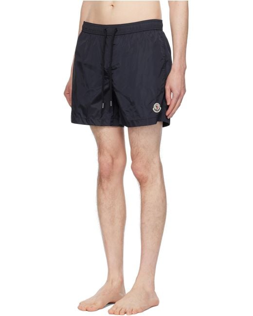 Moncler Black Logo Patch Drawstring Swim Shorts for men