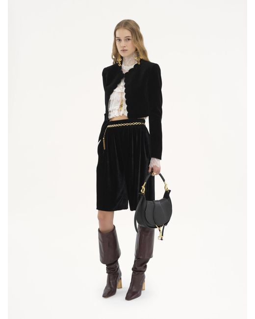 Chloé Black Chloé Logo Detailed Foldover Top Shoulder Bag