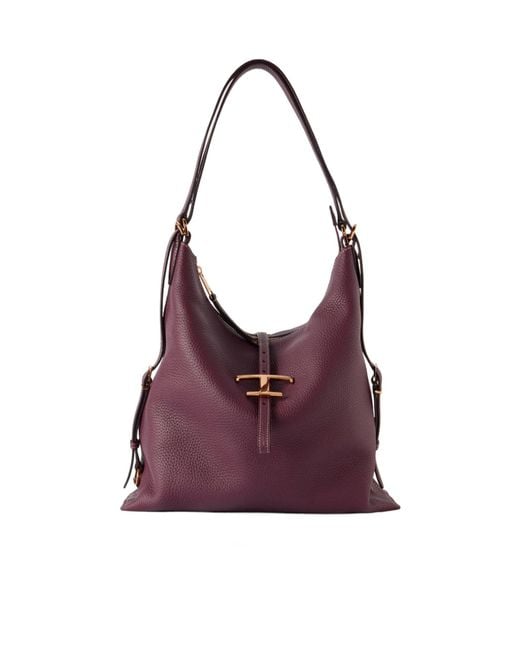 Tod's Purple Zippered Shoulder Bag
