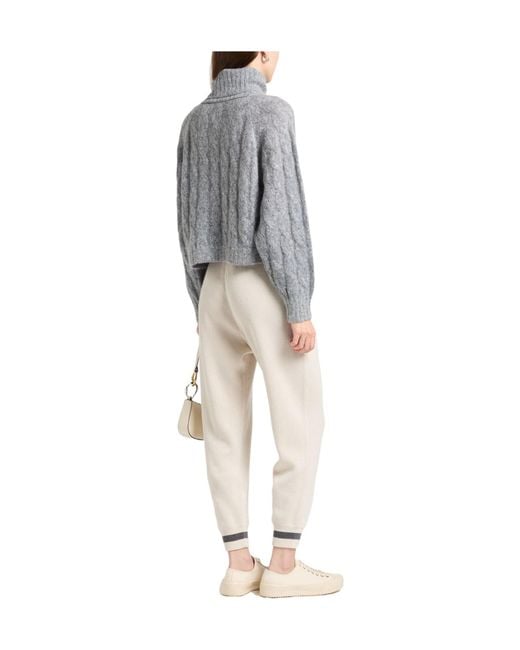 Brunello Cucinelli Gray Long Sleeve Wool Turtleneck Sweaters