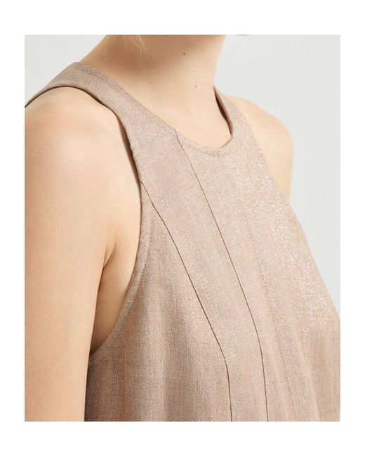 Brunello Cucinelli Natural Crewneck Sleeveless Dress