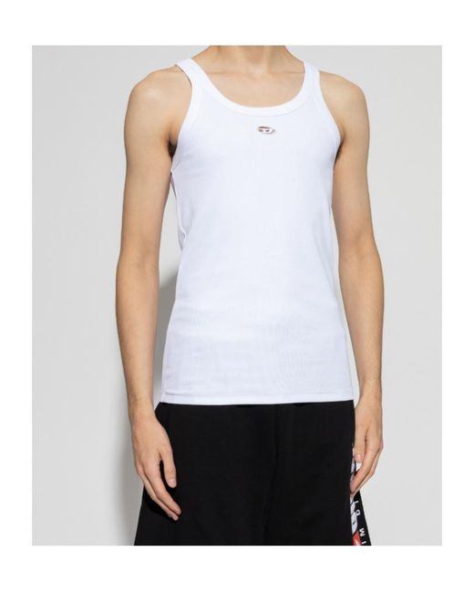 DIESEL White Crew Neck Vest for men