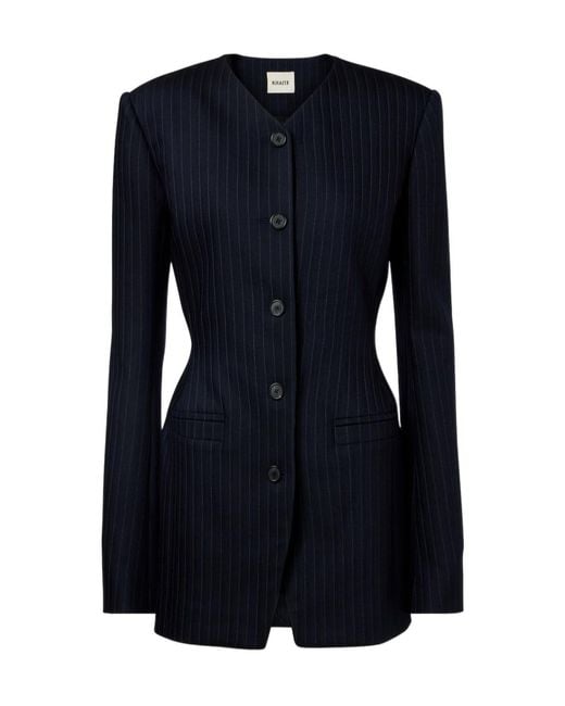 Khaite Blue Naran Pinstripe Blazer