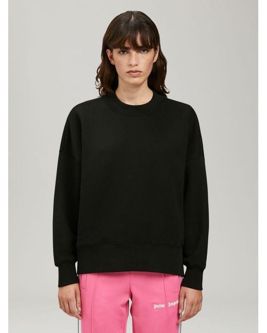 Palm Angels Black Logo Printed Crewneck Sweatshirt