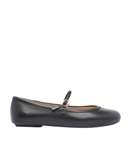 Gianvito Rossi Gray Carla Buckle-Strap Ballerina Shoes